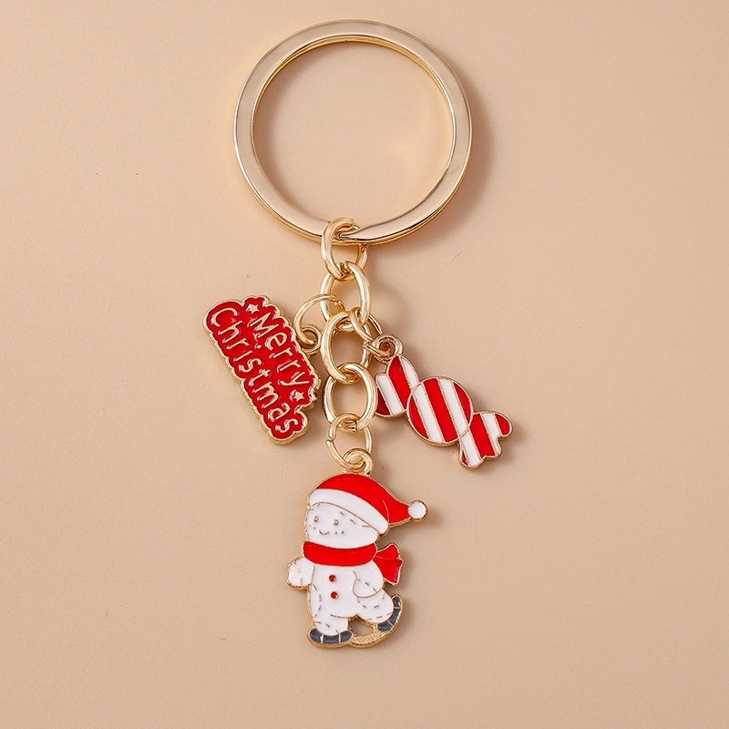 Cute Commute Christmas Tree Snowman Alloy Christmas Keychain
