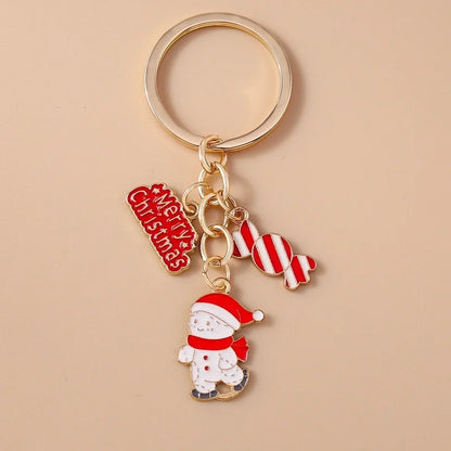 Cute Commute Christmas Tree Snowman Alloy Christmas Keychain