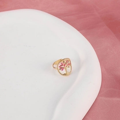 Classic Style Flower 304 Stainless Steel Rhinestones Inlay Open Rings