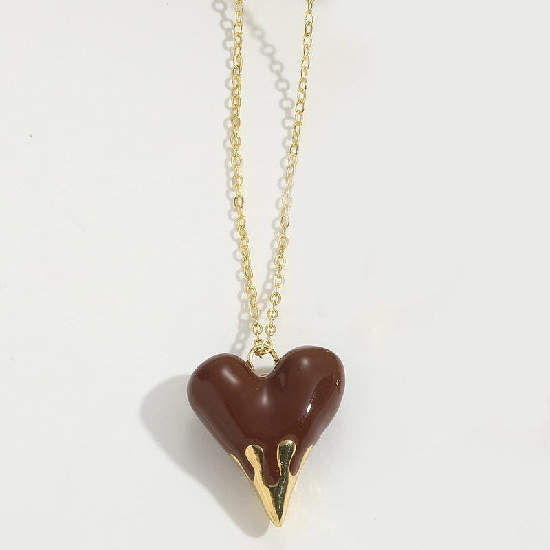Copper 14K Gold Plated Heart Shape Pendant Necklace