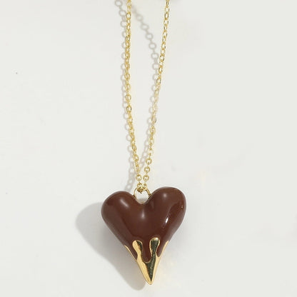 Copper 14K Gold Plated Heart Shape Pendant Necklace