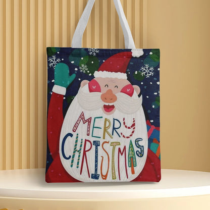 Christmas Unisex Polyester Christmas House Christmas Tree Santa Claus Cute Square Open Handbag