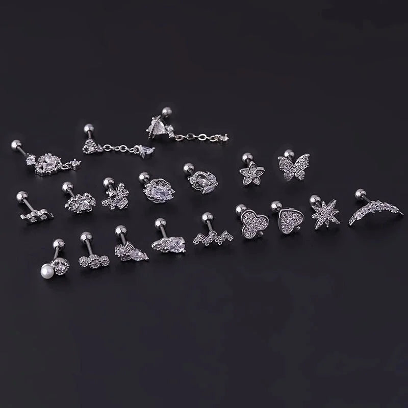 Ear Cartilage Rings & Studs Fashion Geometric 316L Stainless Steel Copper Plating