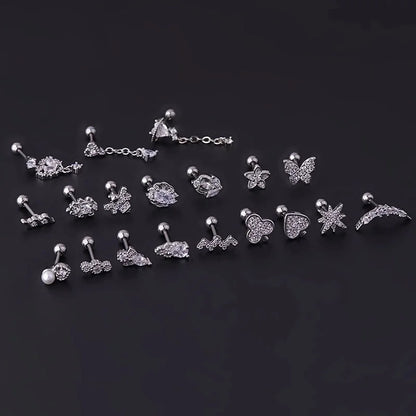 Ear Cartilage Rings & Studs Fashion Geometric 316L Stainless Steel Copper Plating