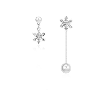 Fashion Snowflake Alloy Rhinestones Women's Drop Earrings 1 Pair