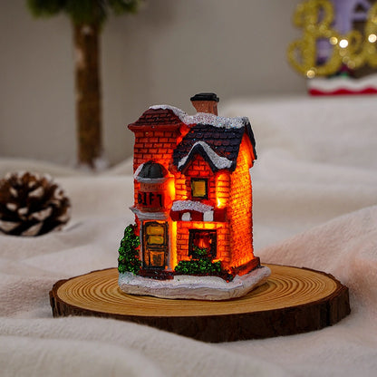 Christmas Small Ornaments Holiday Decorations Christmas Eve House Micro Landscape Luminous Desktop Window Scene Layout Gift