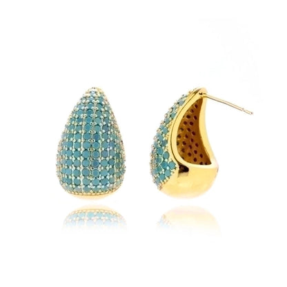 1 Pair Minimalist Classic Style Water Droplets Enamel Plating Inlay Copper Rhinestones 18k Gold Plated Ear Studs