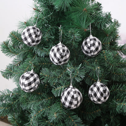 Christmas Decoration 7cm Black And White Plaid Christmas Ball Hanging Set Christmas Tree Decoration Balls Christmas Ornaments