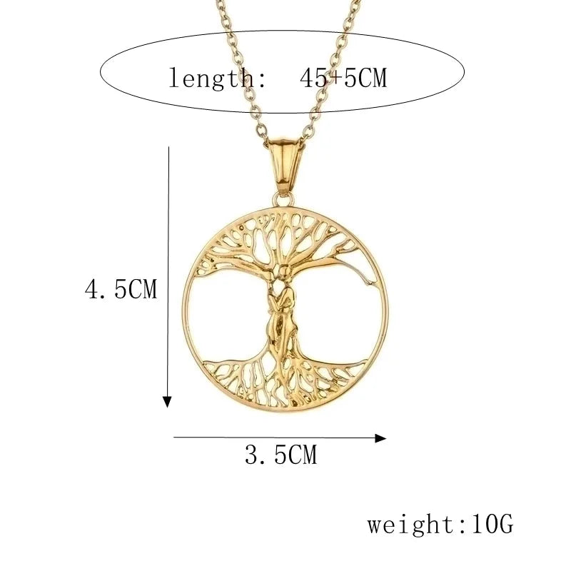 Casual Minimalist Life Tree 304 Stainless Steel Plating Pendant Necklace