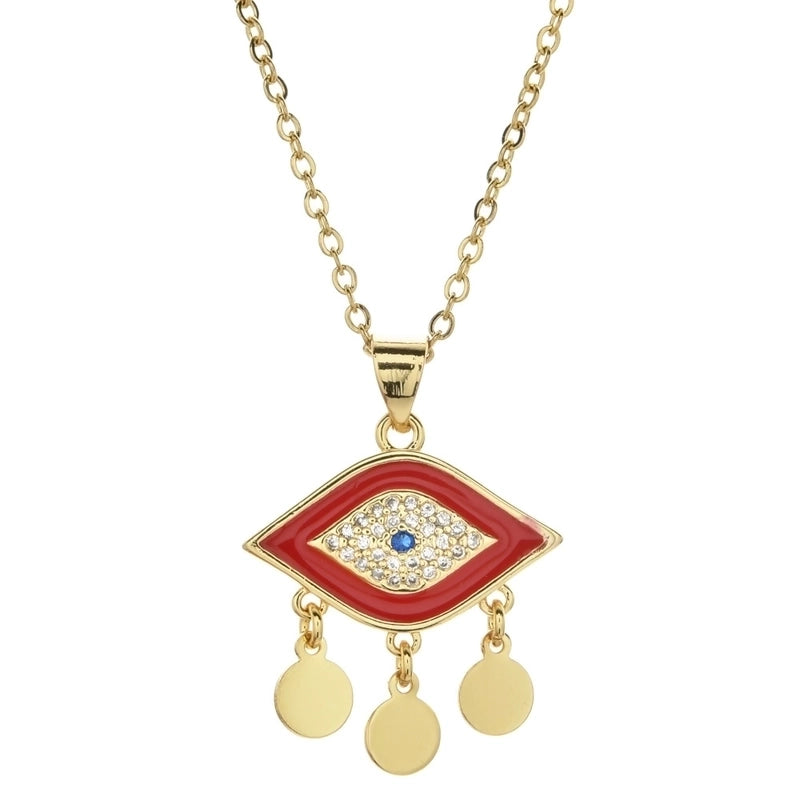 Bohemian Devil's Eye Heart Shape Stainless Steel Inlay Artificial Crystal Pendant Necklace