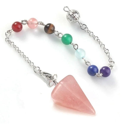 Fashion Hexagonal Pyramid Alloy Natural Stone Cable Chain Pendant Necklace In Bulk