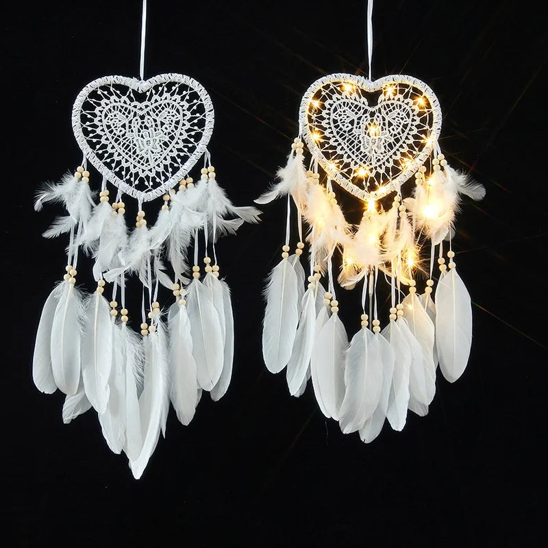 Creative Hollow Love Dream Catcher Lantern Hanging Ornaments Nordic Wedding Dream Catcher Christmas Dream Catcher Hanging Ornaments