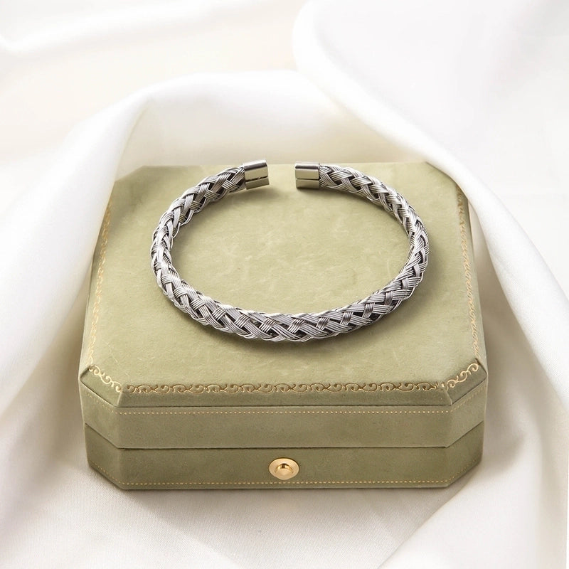 Casual Minimalist Solid Color Titanium Steel Bangle In Bulk