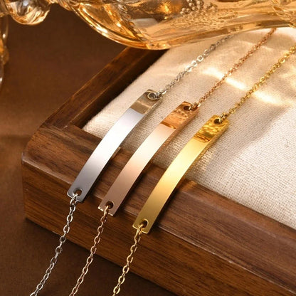 Sweet Solid Color 304 Stainless Steel 18K Gold Plated Cable Chain ID Bracelet In Bulk