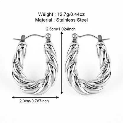 1 Pair Casual Minimalist U Shape Heart Shape Solid Color Polishing 304 Stainless Steel Earrings