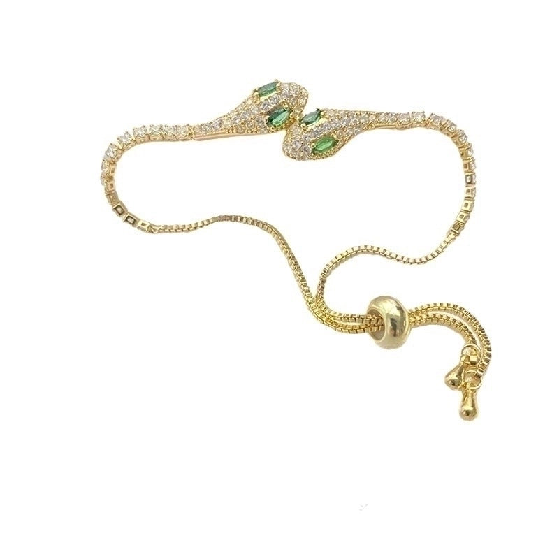 Copper Minimalist Snake Plating Inlay Zircon Bracelets