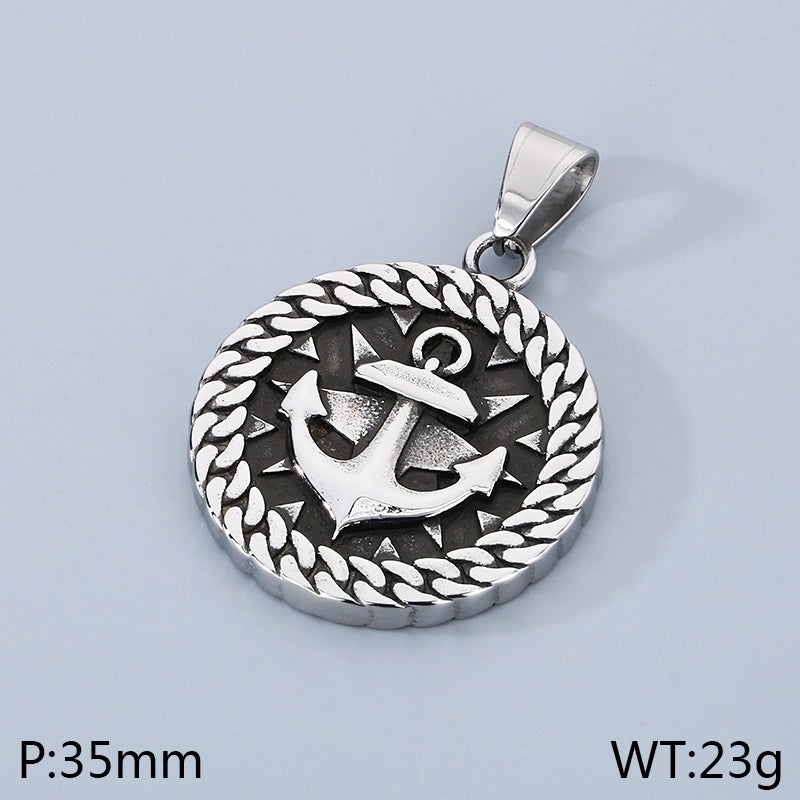 1 Piece 304 Stainless Steel Witches Knot Anchor Skull Pendant Chain Pendant Necklace