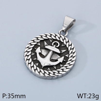 1 Piece 304 Stainless Steel Witches Knot Anchor Skull Pendant Chain Pendant Necklace