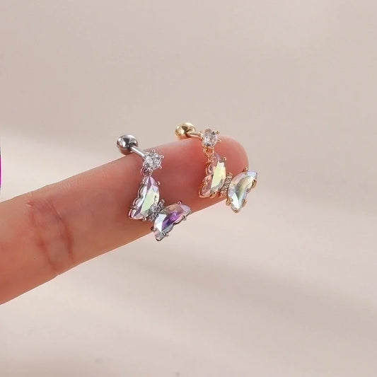 1 Piece Ear Cartilage Rings & Studs Fashion Heart Shape Butterfly 316L Stainless Steel Copper Inlay Zircon