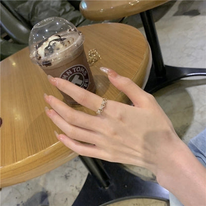 Minimalist Butterfly Copper Butterfly Inlay Zircon Open Ring