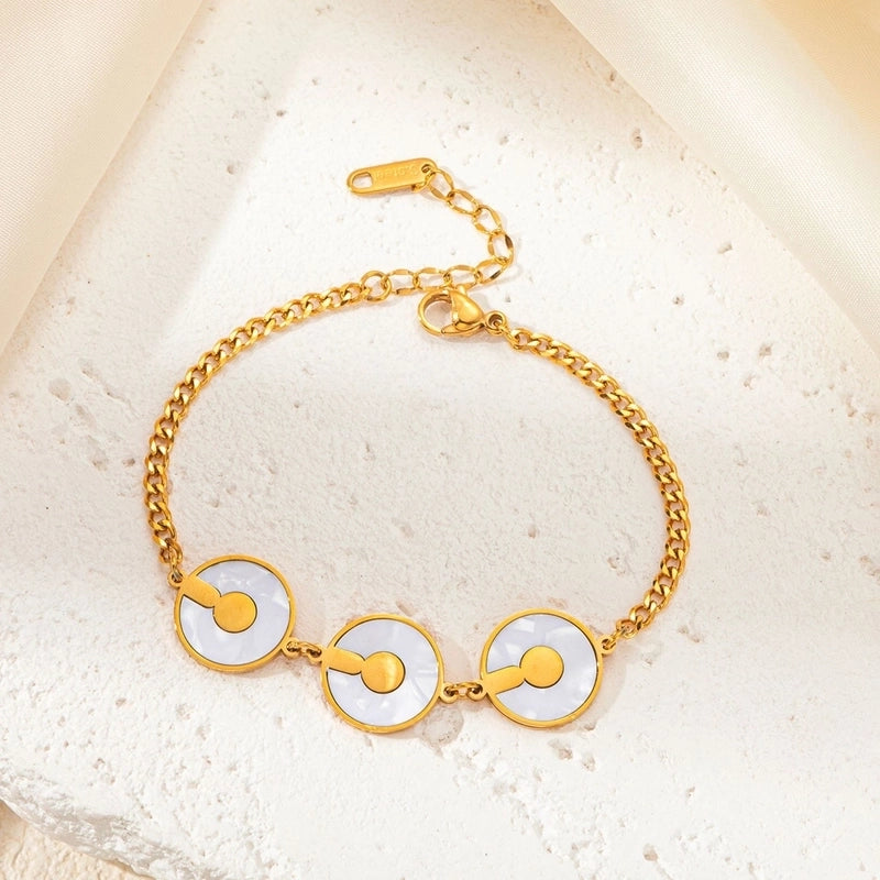 Minimalist Geometric Round Titanium Steel Fritillary Plating Inlay Bracelets Necklace