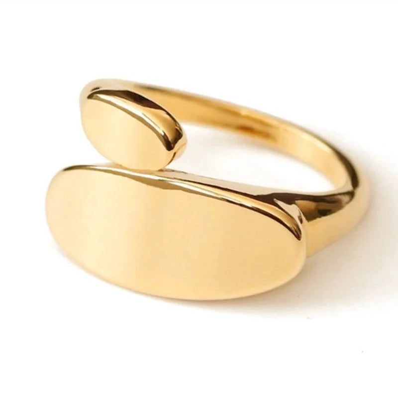 Basic Modern Style Classic Style Water Droplets 18K Gold Plated Metal Adjustable Ring Open Rings
