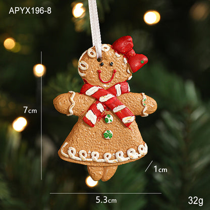 Resin Gingerbread Man Christmas Tree Pendant Heart Gingerbread House Diy Christmas Ornament Hanging Decoration Small Pendant
