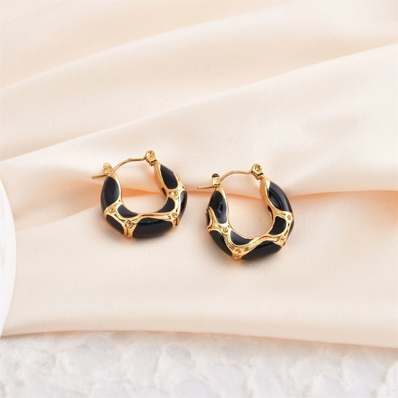 1 Pair Retro Classic Style Circle 304 Stainless Steel 18K Gold Plated Earrings