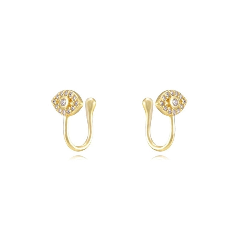 1 Pair IG Style U Shape Geometric Inlay Copper Zircon Gold Plated Ear Cuffs Earrings