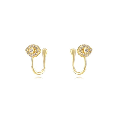 1 Pair IG Style U Shape Geometric Inlay Copper Zircon Gold Plated Ear Cuffs Earrings