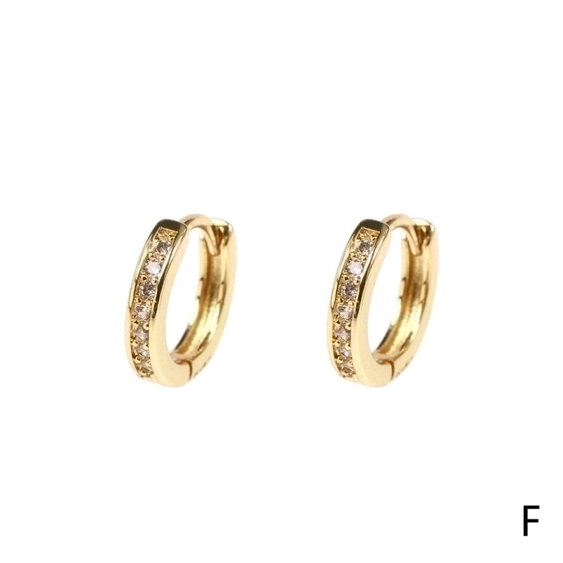 Fashion Round Gold Plated Copper Zircon Hoop Earrings