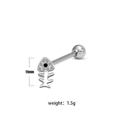 1 Piece Lip Rings Minimalist Classic Style Animal Fruit Snowflake 316L Stainless Steel Rhinestone Titanium Steel Plating Inlay Rhinestones White Gold Plated Tongue Rings