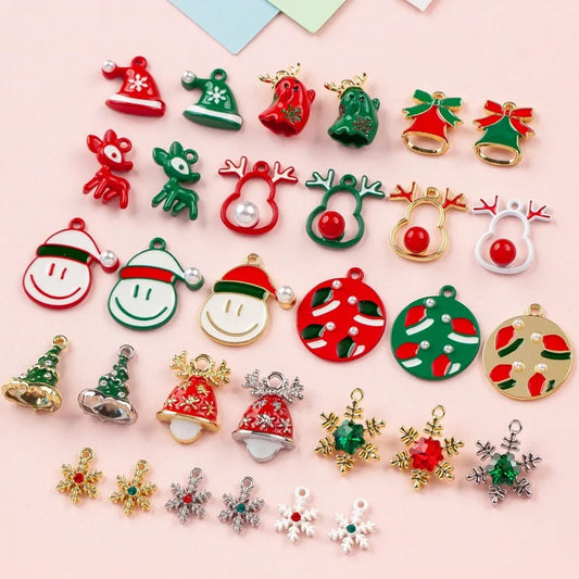 10 PCS/Package Alloy Bow Knot Bell Snowflake Pendant Jewelry Accessories