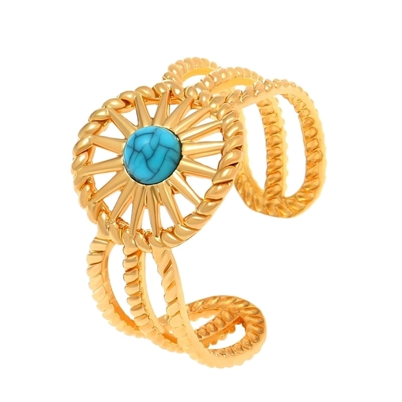 Alloy Gold Plated Silver Plated Casual Elegant Sun Heart Shape Turquoise Open Rings