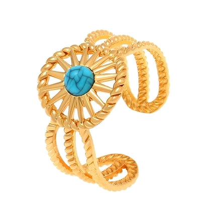Alloy Gold Plated Silver Plated Casual Elegant Sun Heart Shape Turquoise Open Rings
