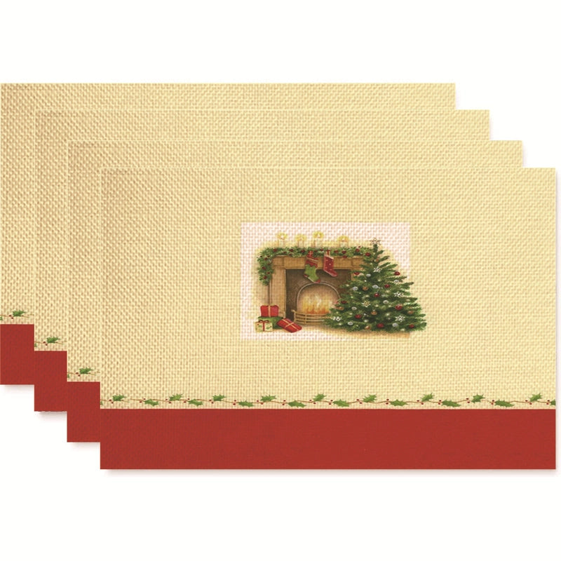 Christmas Nordic Style Christmas Tree Bow Knot Snowflake Linen Cotton And Linen Placemat