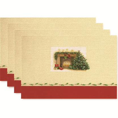 Christmas Nordic Style Christmas Tree Bow Knot Snowflake Linen Cotton And Linen Placemat