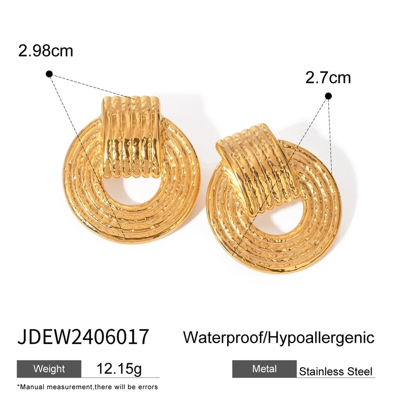 1 Pair IG Style Vacation Classic Style Round 304 Stainless Steel 18K Gold Plated Ear Studs