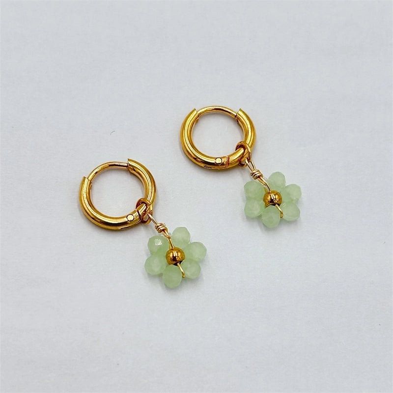 1 Pair Pastoral Flower Inlay 304 Stainless Steel Plastic Stainless Steel Earrings