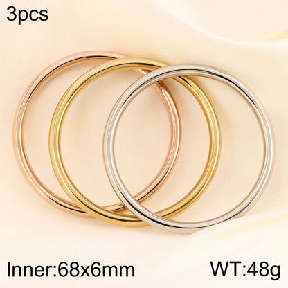 Minimalist Round 304 Stainless Steel 18K Gold Plated Bangle In Bulk