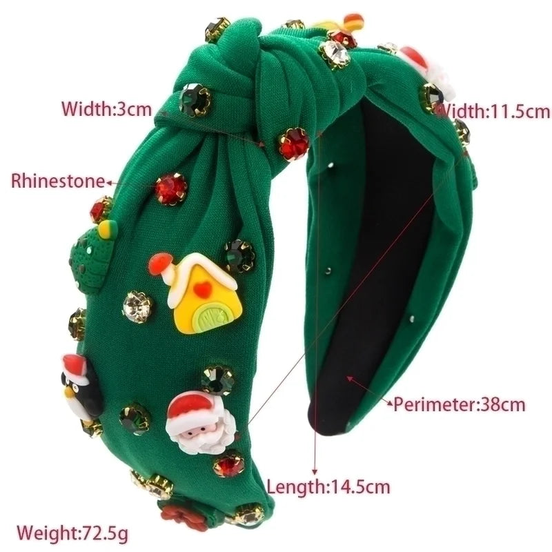 Christmas Christmas Women's Christmas House Christmas Tree Santa Claus Rhinestone Hair Band