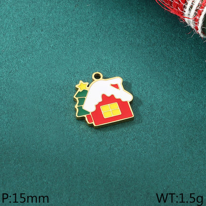 Christmas Elements Series Diy Accessories Stainless Steel Elk Santa Claus Snowflake Gloves Pendant