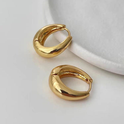 1 Pair Minimalist Round Plating Copper Hoop Earrings