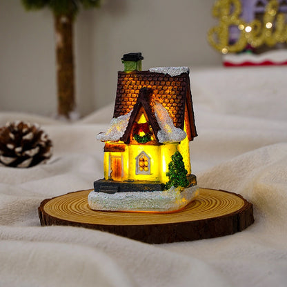 Christmas Small Ornaments Holiday Decorations Christmas Eve House Micro Landscape Luminous Desktop Window Scene Layout Gift
