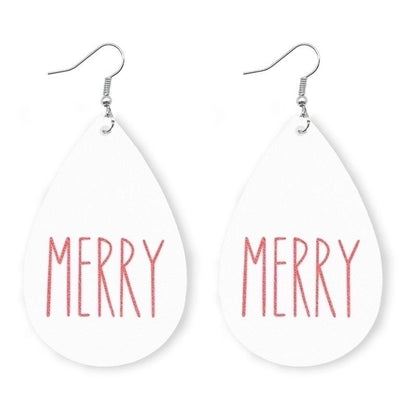 1 Pair Minimalist Classic Style Streetwear Christmas Tree Water Droplets Snowflake Pu Leather Drop Earrings