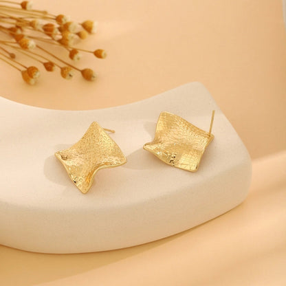 1 Pair Casual Minimalist Streetwear Waves Heart Shape Flower Plating 304 Stainless Steel Ear Studs