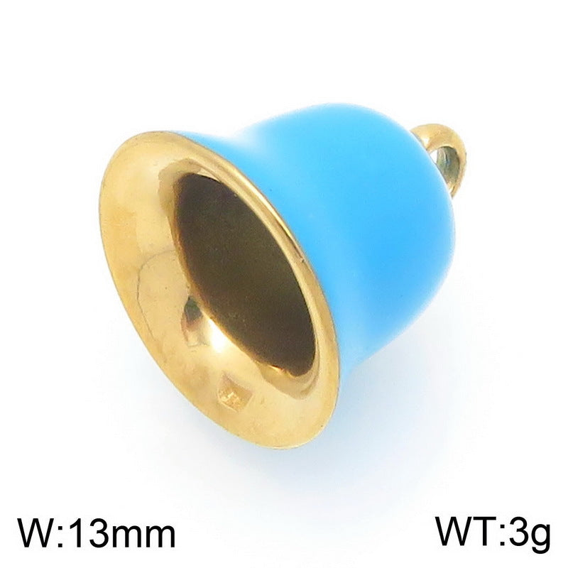 Stainless Steel Colorful Enamel Oil Drop Bell Pendant Christmas Gift Series Colorful Diy Accessories Pendant