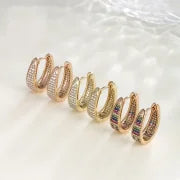 6 Pieces XUPING Minimalist Commute Geometric Inlay Copper Artificial Gemstones 18K Gold Plated Earrings