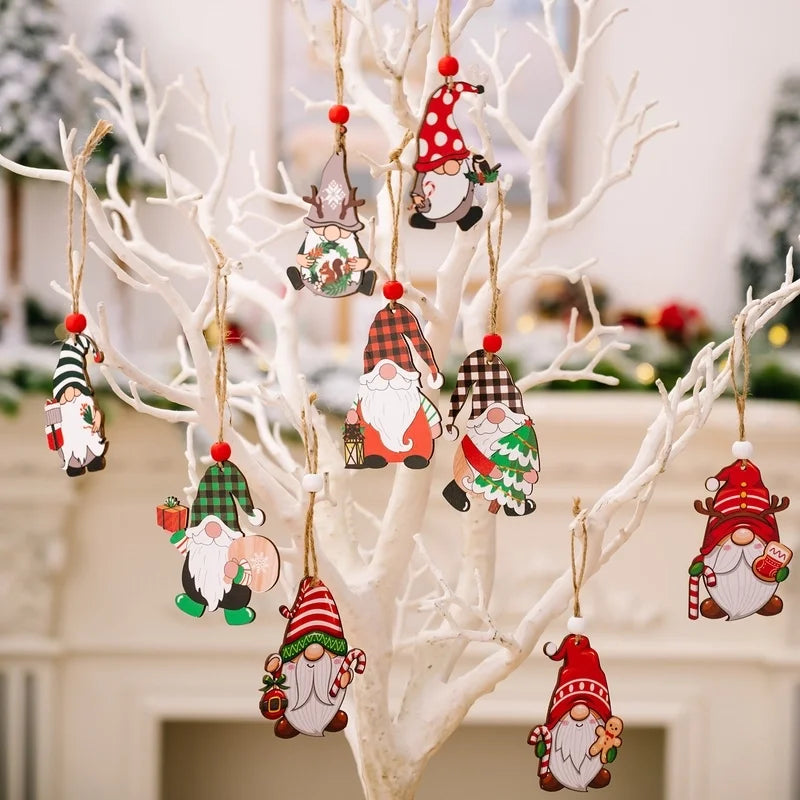 Christmas Cartoon Style Doll Wood Party Hanging Ornaments