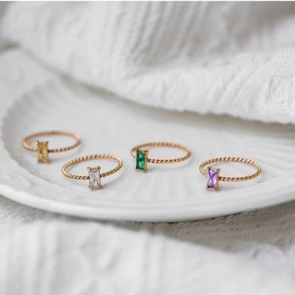 Minimalist Geometric Titanium Steel Inlay Zircon Rings 1 Piece